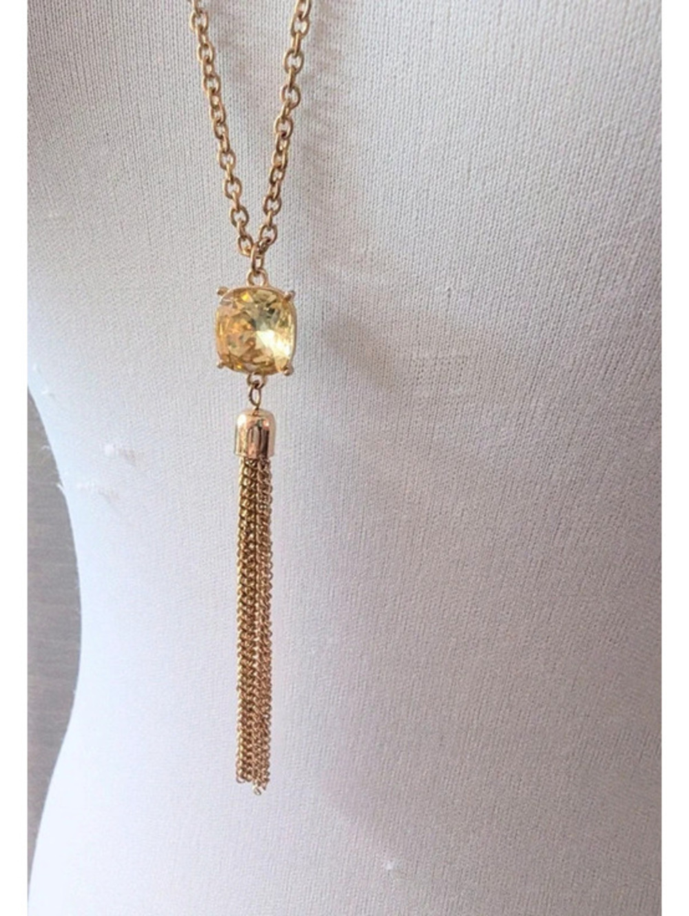 Long Topaz Jewel Tassel Necklace